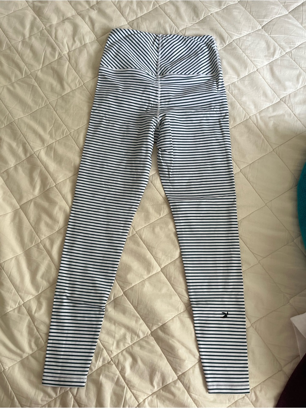 Glyder Black and White Striped High-Waist Leggings